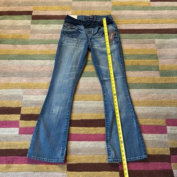 NWT Prevoir Womens Maternity partial panel wide legs Jeans Size 2 - Picture 3 of 16